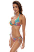 Luli Fama Wild Waters Wavy Ruched Back Full Tie Side Bottom